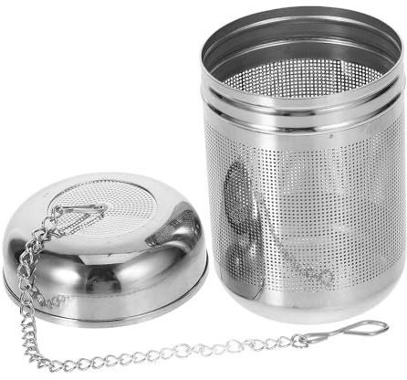 TOYANDONA Infusor de Té de Acero Inoxidable Grande Filtro Reutilizable con Cadena para Sueltas y Especias Colador Portátil para Infusiones y Condimentos