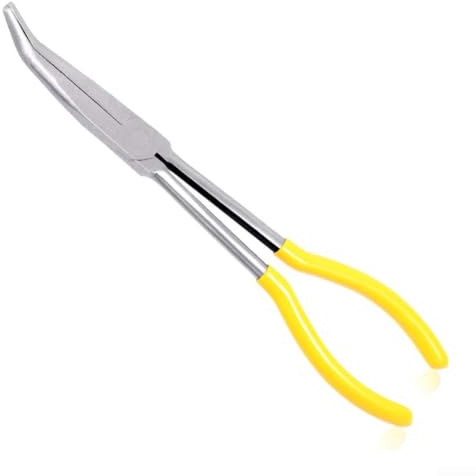 Caswynlife s Alicates de punta de aguja extralargos, acero al carbono forjado de 11 pulgadas tratado con calor, mango antideslizante para espacios reducidos, opciones de doblado de 25 45 90 grados (B)