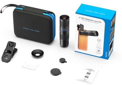 Mingzhe Telefon Teleobjektiv 5-10X Zoomobjektiv Smartphone Zoomlins Universal Clip-On 150-300 Mm Monokulärt Teleskop med Optisk Zoom med 37 Mm Filtergänga för Sportresor Konserter