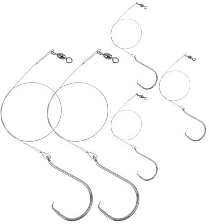 Abaodam 5pièces Montages de Mer Profonde avec Hameçons Ronds Barbelés Pré-montés Équipement Robuste pour Bateau Eau Salée Adapté pour Vivaneau Mérou et Thon