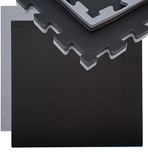 EYEPOWER 0.8qm Profi Fitnessmatte Dicke 2cm - 90x90cm Trainingsmatte mit Rand- Bodenschutzmatte für Fitnessgeräte - Gewichte Hantel Kraftstation Laufband Rudergerät Fahrrad Ergometer Crosstrainer