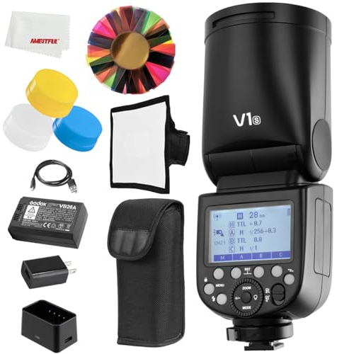 Godox V1 V1S V1-S Flash, Tiempo de Reciclaje de 1,5 Segundos, 1/8000 HSS, 480 Disparos de Potencia Completa, batería de Litio Intercambiable de 2600 mAh para cámara Sony