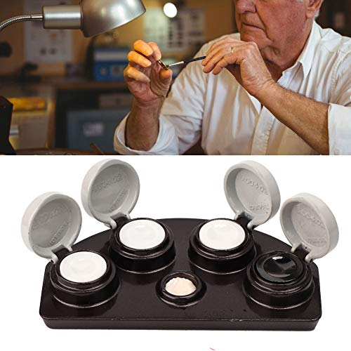4 Uhrenölscheibe, Uhrenöl Dip Kit, Keramik Öl Tasse Uhrmacher Reparatur Zubehör Professionelles Werkzeug Uhrenöler für Reparaturwerkzeuge & Kits Kunststoff Uhrenöler Set