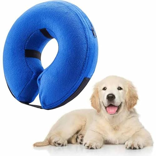 Inflatable Pet Protection Cover Recovery Collar Pet Collar Cone Soft Adjustable Comfy Quick Release Dog Donut Collar Washable Protective Collar for Dogs Cats to Stop Licking Wounds（M）