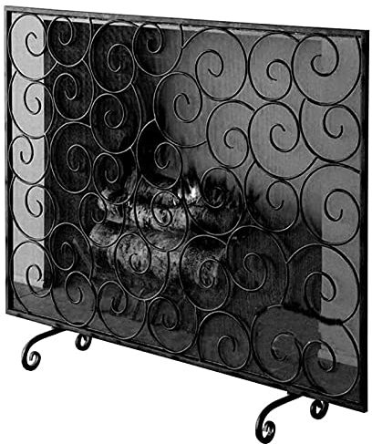 FLBT Écran de cheminée Panneau Unique pour feu de Bois, Pare-étincelles, Grillage de décoration en métal pour Une Utilisation en extérieur ou en intérieur, 38,6 L × 8,7 l × 30,7 H Needed