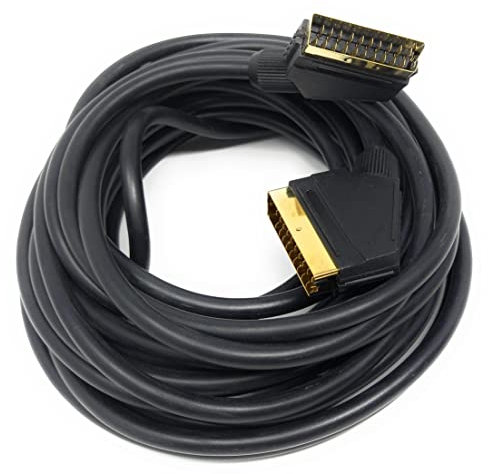 DRUT 10m Scart to Scart Cable Lead, 21 Pin Male to Male (Plug to Plug) RGB Cord for TV, VCR, DVD Player Gold Plated 33ft