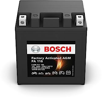 Bosch FA116 - Batteria AGM per motocicli - 12V 120A 10Ah - Adatta per moto, motociclette, enduro, scooter, quad, moto d'acqua - Compatibile M4F29, M4F28, BB10L-A2, BB10L-B, BB10L-B2, 12N10-3A-1