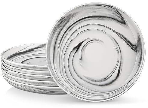 MALACASA, Serie REG, 10,5 Pastateller Set mit 6, Marmor Porzellan Servierteller, Dessertteller für Kuchen, Vorspeisen, Mittagessen, Sandwiches, Teller Set für Hochzeit, Party