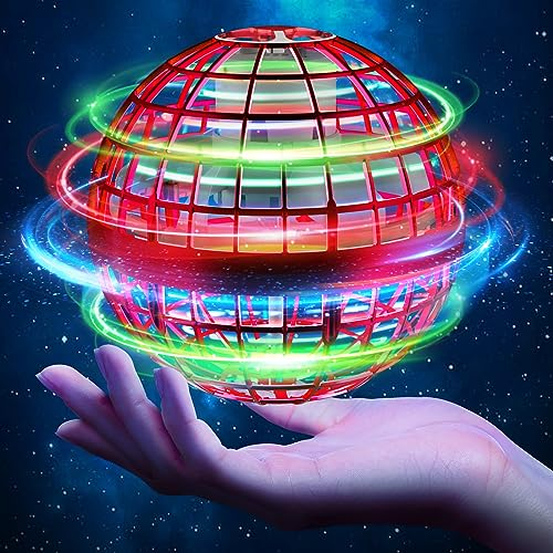 Flying Ball Toys, Globe 360°Rotating Hand Controlled Flying Bommerang Ball, Magic Led Lights up Ball,Mini Drone Flying Toys Gift for Kids and Adults
