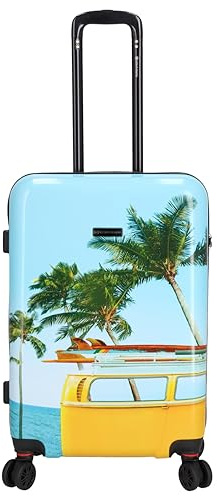 Kenorada Reisetrolley Plumeria 4W | Hartschalen Koffer aus Stabiler ABS-Schale | TSA-Zahlenschloss | Vier 360°-Rollen | Trolley mit praktischer Aufteilung (Bus, M - mittlerer Koffer 66cm)