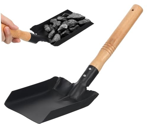 Kisangel Pala Pequeña De Hierro Mango De Madera Práctica Herramienta De Jardín para Excavar Tierra Exteriores para Remover Carbón y Cenizas