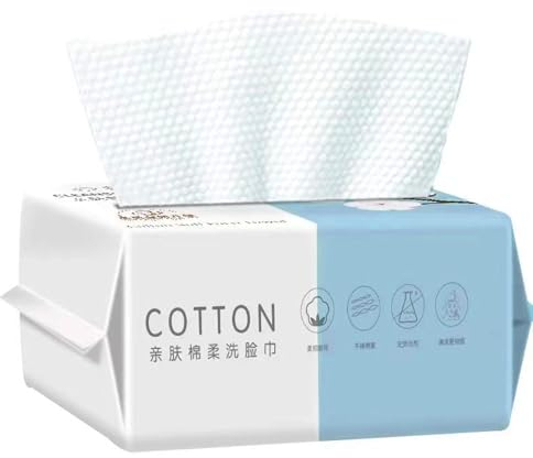 100PCS Toallas Facial Desechables, Toallitas Secas de Algodón 100% Algodón, Toallitas para Bebés, Natural y Biodegradable, Espesar Toallas de Papel Húmedas y Secas Para Todo Tipo De Pieles(20X20CM)