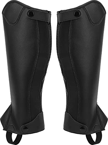 Half Chap Für Kinder, REIT-Half Chaps, Kinder-Chaps, Reitgamaschen, Schutzausrüstung Für Den Reitsport, Leder-Reißverschluss, Half Chap, Unisex-Kinder(CXL)