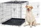 PETAPPY Jaula Grande para Perros de 42 Pulgadas, Jaula de Alambre para Perros, Jaula Grande Plegable de Doble Puerta, Perrera de Alambre con Bandeja extraíble