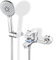 ROVOGO Badewannenarmatur mit 5-Funktionen Handbrause, Einhebel Wannenarmatur, Aufgerüstet Messing Drehbare Umsteller, Badewanne armatur mit Brausehalter und 150 cm Schlauch für Bad Dusche, Chrom