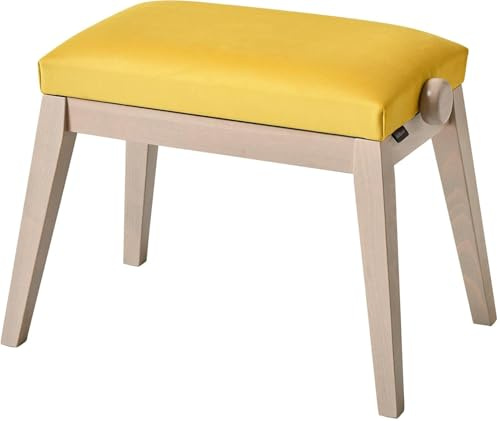 K&M - Banqueta de piano gris, asiento de terciopelo amarillo