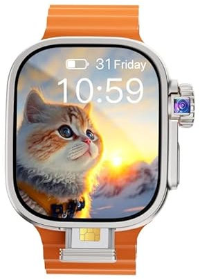 Reloj inteligente JC02pro S9 Ultra 2.2 4G, sistema Android, GPS, WiFi, brújula, caja de aleación de titanio, reloj inteligente para hombre, pantalla AMOLED de 32 GB (naranja plateado, 2+32 GB)