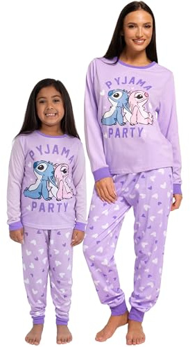 Disney Stitch Schlafanzug Damen | Mutter Tochter Schlafanzüge Für Damen | Frauen Und Mädchen Schlafanzug | Lila XXL