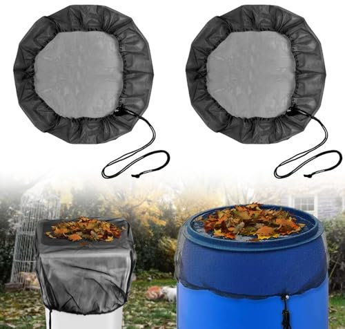 Uoimky Filet pour Citerne de Pluie, 2 Pièces Housse pour Tonneau de Pluie avec Cordon de Serrage Réglable Filet de Protection Protection Contre Les Moustiques et Les Feuilles, 95cm