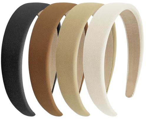 4 Stück Haarreifen Damen,3,3cm Haarreif Breit,Retro Style Schwamm Dickes Headband,Modisches Rutschfest Einfarbig Make Up Stirnband,für Frauen Mädchen Den Weg Zur Arbeit und Halloween Weihnachten Party