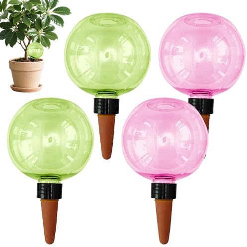 Encuryna 4 sfere di irrigazione per piante, irrigazione automatica delle piante, 500 ml, sfere di irrigazione, distributore di acqua, piante di stanza, balcone e piante da giardino (rosa, verde)