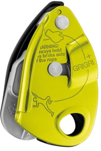 PETZL GRIGRI+ - Dispositivo di trattenuta con blocco assistito da camma e maniglia antipanico, adatto per studenti e uso intensivo, colore: giallo