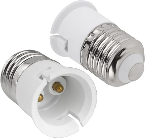 BAVIN E27 to B22 Socket Converter, Screw to Bayonet Socket Adapter, Light Bulb Adapter Converter, ES to BC Lamp Base Adapter for LED Bulbs and Incandescent and CFL Bulbs, (2 Pack)