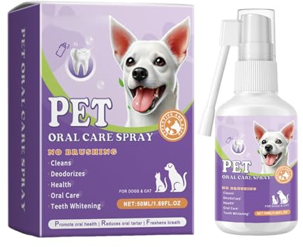 Spray Dentifricio per Cani e Gatti, Spray Pulizia Denti, Alito Fresco Quotidiano, Aiuta a Ridurre Tartaro e Alito Cattivo, con Menta, Senza Risciacquo, Igiene Orale per Animali, 30ml