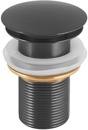Gedy Clic Clac 05 Válvula de desagüe para lavabo en acero inoxidable gun metal, válvula click clack, válvula lavabo con apertura y cierre a presión, válvula para bidé con rebosadero, válvula universal