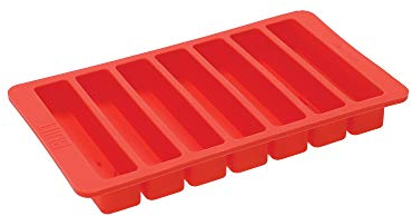 BUILT Bac à glaçons pour bouteilles d'eau, silicone flexible sans BPA, rouge, 19.5 x 11.5cm