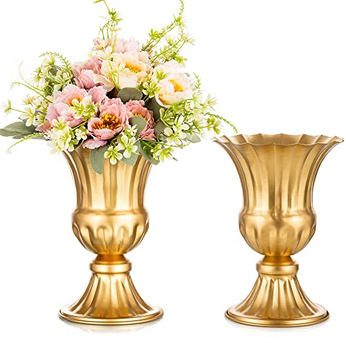 Sziqiqi Piccoli Vasi in Metallo Oro, 2 Pezzi Vaso per Tromba per Centrotavola di Casa Decorazione, Vasi per Fiori per Cerimonia di Anniversario Matrimoni Ufficio Soggiorno Camera e Cucina, 23cm