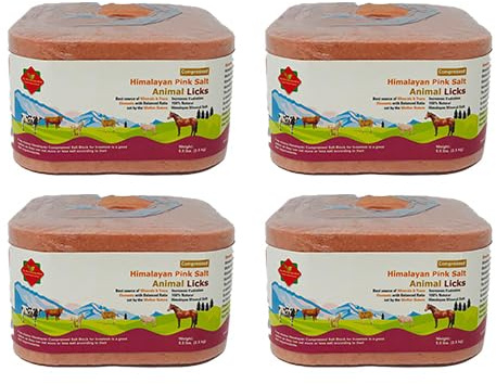4x Compressed Himalayan Animal Horse Lick 2.5 KG | Natural Pink Salt, N with strong hanging Rope Suitable for all Animals 2.5 kg Salt l Product from Pakistan