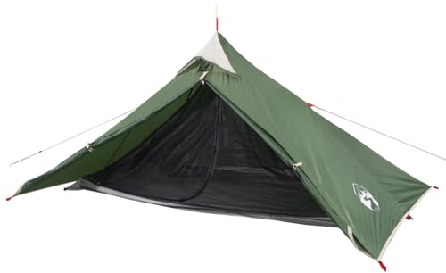 vidaXL Hängezelt, Tipi Zelt für 1 Person Wasserdicht, Firstzelt mit Abnehmbarem Überzelt, Trekkingzelt Wanderzelt Outdoor Camping, Grün