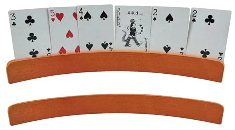 Spielkartenhalter, 2 Stück, aus , freihändiges Kartenhalter für Canasta, Pokerpartys, Brücke, Canasta, gebogener Holzkarten-Organizer, Spielhalter für Kinder, Erwachsene, Senioren,