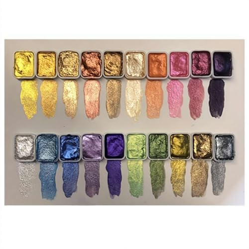 Perlen-Mineral-Aquarellfarben-Set, 20 Schimmer- und Farben mit Farbverschiebungseffekt, Glitzer-Kunstfarbe für Leinwand, Tagebücher, Erwachsenenkünstlerqualität und kindersicher (Stil A)