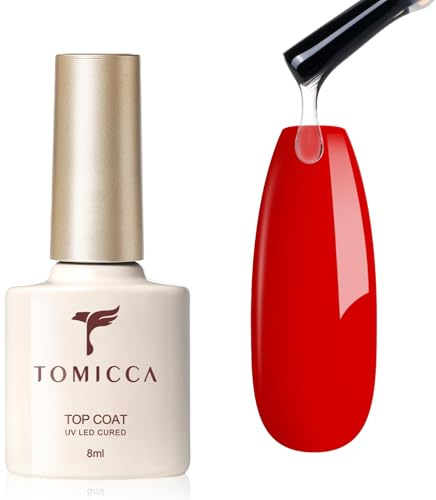 TOMICCA No Wipe Top Coat Gel UV Nagellack, Soak Off Überlack fur Nail Art Design Nägel Maniküre Kit für Nagelstudio DIY Home, 8ml