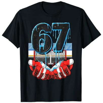 Hockey 67 Drip Ice Rink Gloves Meme Six Seven Sports Boys T-Shirt