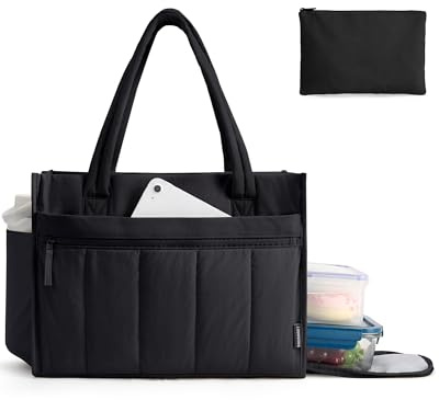bagsmart Borsa per computer portatile da donna con scomparto isolato, borsa da lavoro, 15,6 pollici, borsa per insegnanti, borsa per il pranzo, borsa leggera per scuola, ufficio, lavoro, colore nero