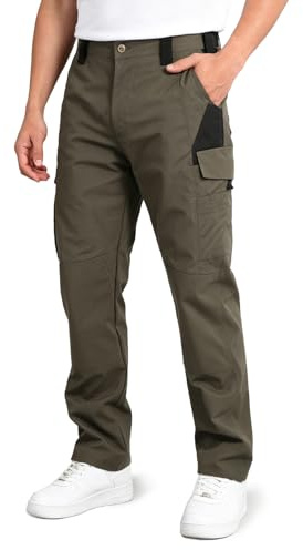 LY4U Pantalones Tácticos para Hombre, Pantalones de Trabajo con Múltiples Bolsillos, Pantalones Cargo Resistentes para Actividades al Aire Libre como Pesca, Caza y Camping