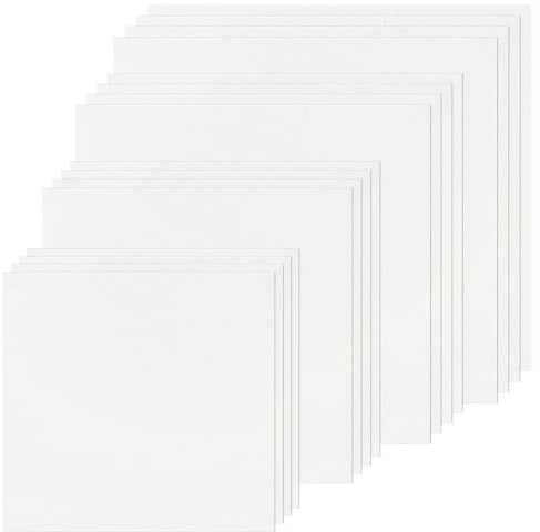 16 PCS White Embroidery Fabric, Natural Cotton Embroiderys Fabrics Pre Cut White Natural Cotton Embroiderys Cloth Fabrics Fabric Squares for Embroidery Garment Craft (4 Sizes,6 to 12 Inch)
