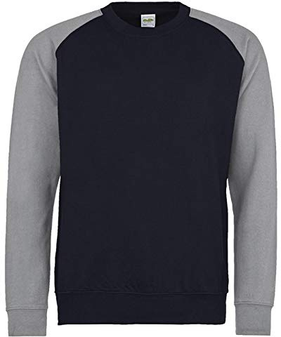 AWDis Baseballtröja för män, Flerfärgad (Oxford marinblå/ljung grå), XL