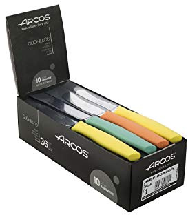 Arcos Serie Nova, Juego 36 pzas. Cuchillos Mantequilla, Hoja de Acero Inoxidable de 70 mm, Mango de Polipropileno en 3 colores