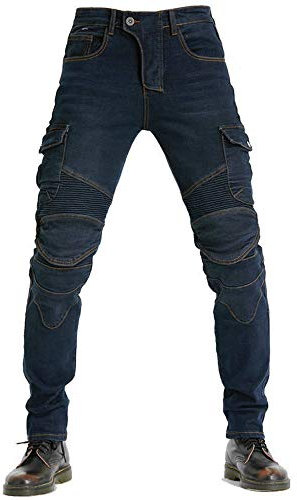 Pantaloni da Moto da Uomo, Jeans da Motociclista Elasticizzati Slim Fit da Uomo, Jeans alla Moda su Tutta La Vita, 4X Imbottitura di Protezione. (Blu,S)