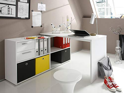 Eckschreibtisch Winkelkombination Schreibtisch Arbeitstisch Bürotisch Yihabo I in Blanco