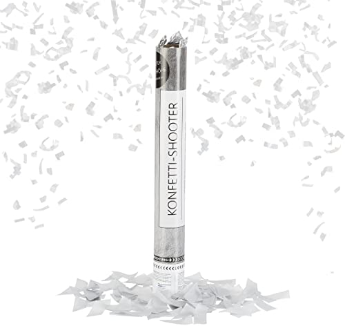 Relaxdays Sparacoriandoli, Coriandoli in Carta, Popper 40 cm, Effetto H: 6-8 m, Matrimoni, Lauree, Party, Argento