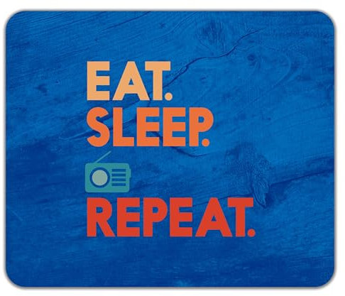 Shopagift Eat Sleep Radio Mouse Mat Pad Broadcasting Broadcast Station 24cm x 19cm