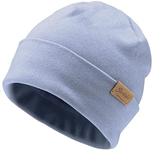 Sterntaler Beanie aus feiner Strickware - Zeitlose Unisex Mütze mit Umschlag - Verschiedene Tragevarianten - bequem und elastisch - samtblau, Größe 55