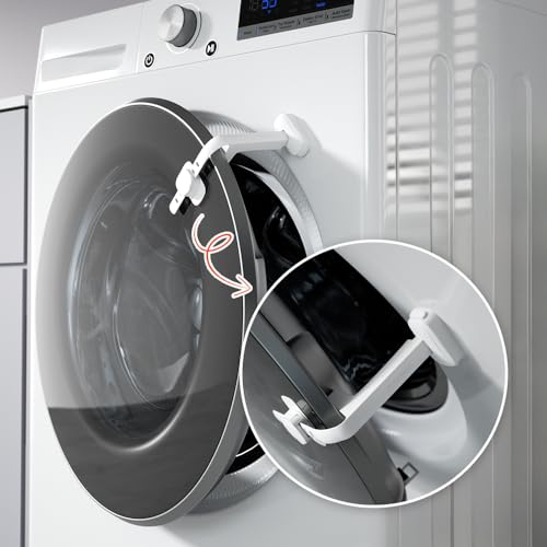 EUDEMON Support de porte de lave-linge sécheuse de sécurité pour bébé mis à jour, serrure de porte de machine à laver, garder la porte de la laveuse ouverte (Blanc) (2 Pièces)