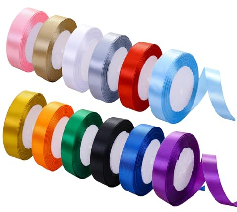 JEKUGOT Satin Ribbon Rolls - 20MM×22M, Coloured Satin Ribbon for Gift Wrapping, Crafting, Wedding, DIY, Mothers Day, Bouquets
