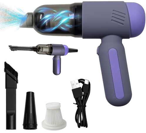 Mesen Batteridriven handdammsugare, 4-i-1 multifunktionell dammsugare, 5 500 Pa bärbar dammsugare sladdlös, USB-C snabbladdning, för bildammsugare för bil, hus, kök, djurhår, kontorsrengöring